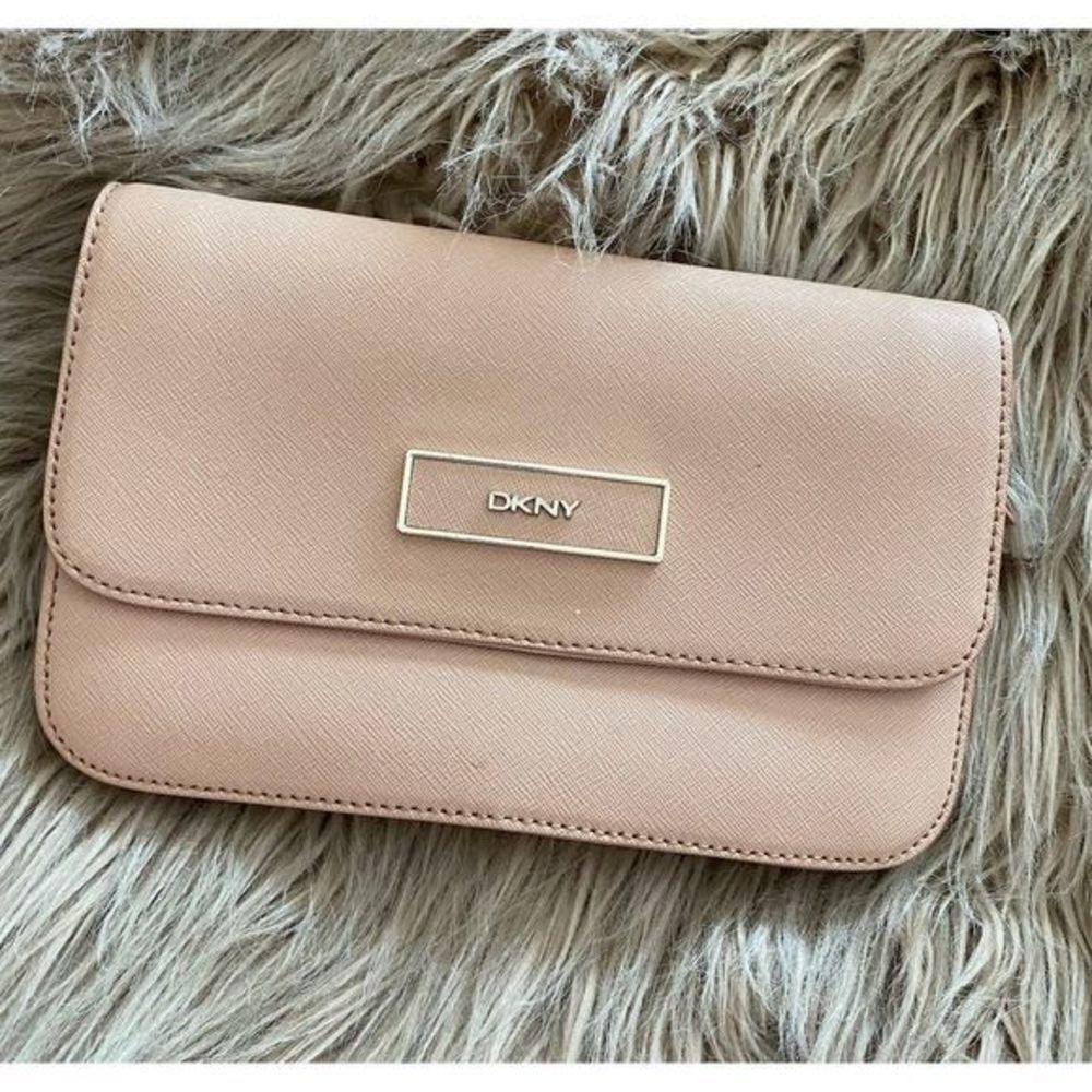 DKNY Leather Clutch in Blush Pink